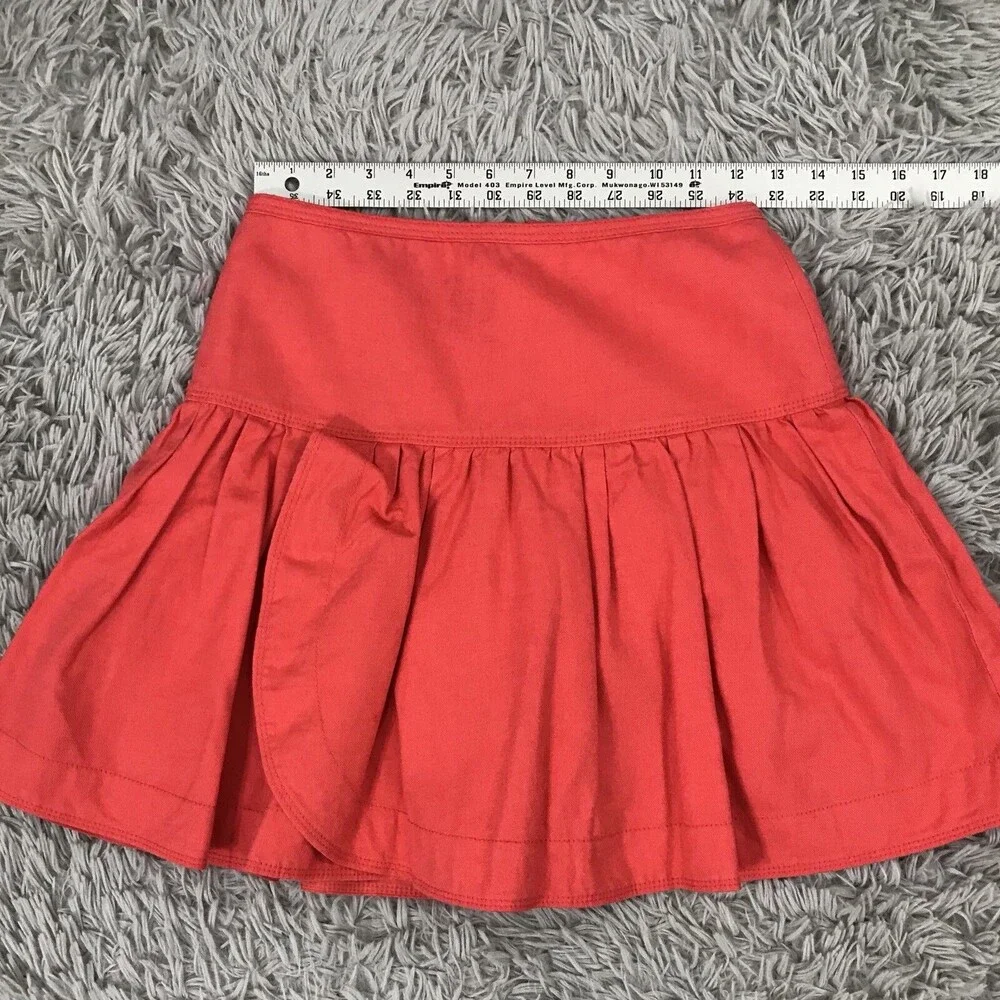 J. Crew Swish‎ Skirt 00 Coral Linen Cotton Back Zip Lined Womens Mini MSRP $98